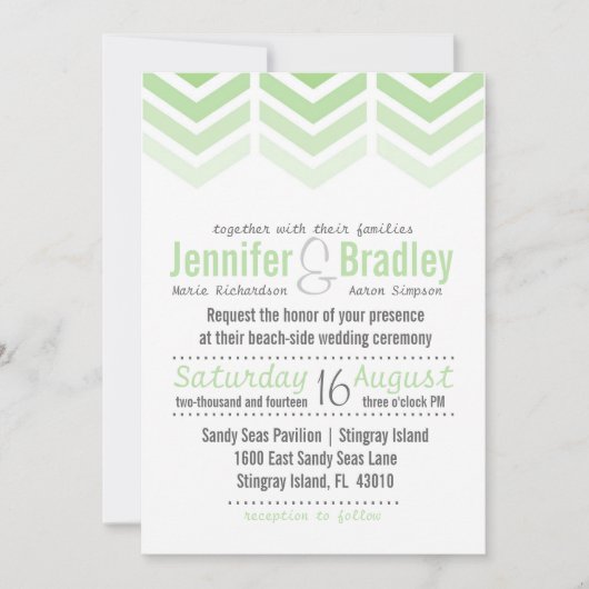 Ombre Arrows Moderne Chevron bruiloft uitnodiging (Voorkant)