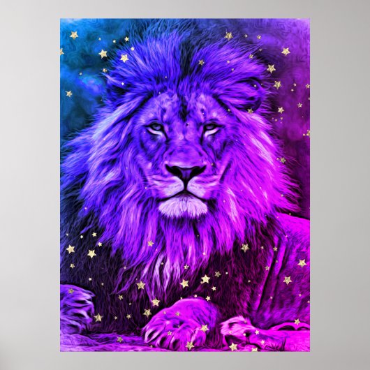 *~* Ombre Artsy Artistic Celestial LION AP23 Poster (Voorkant)