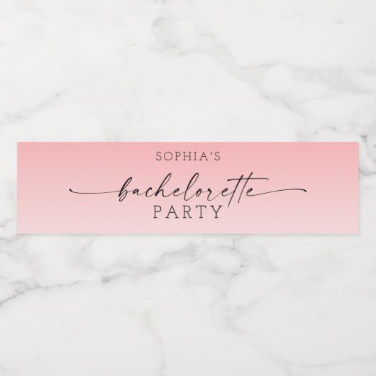 Ombré Bachelorette Water Fles Etiketten (Enkel label)