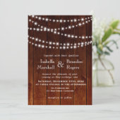 Ombre Barn Board Twinkle Lights Huwelijksuitnodigi Kaart (Staand voorkant)