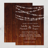 Ombre Barn Board Twinkle Lights Huwelijksuitnodigi Kaart (Voorkant / Achterkant)