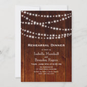 Ombre Barn Board Twinkle Lights Rehearsal Dinner Kaart (Voorkant)