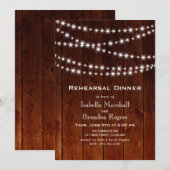 Ombre Barn Board Twinkle Lights Rehearsal Dinner Kaart (Voorkant / Achterkant)