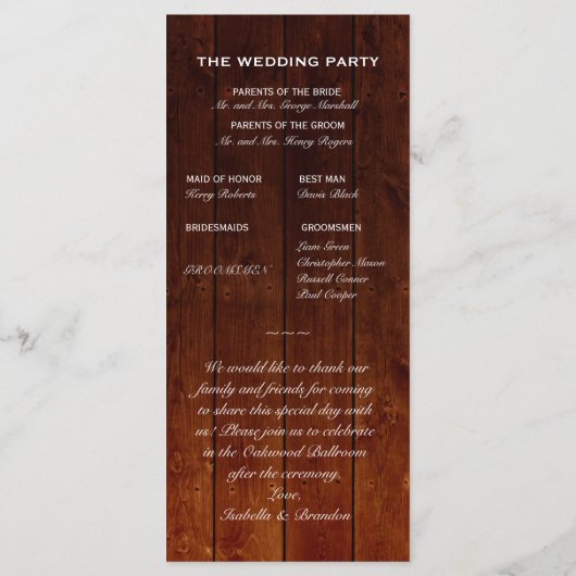 Ombre Barn Board Twinkle Lights Trouwprogramma Programmakaart (Achterkant)