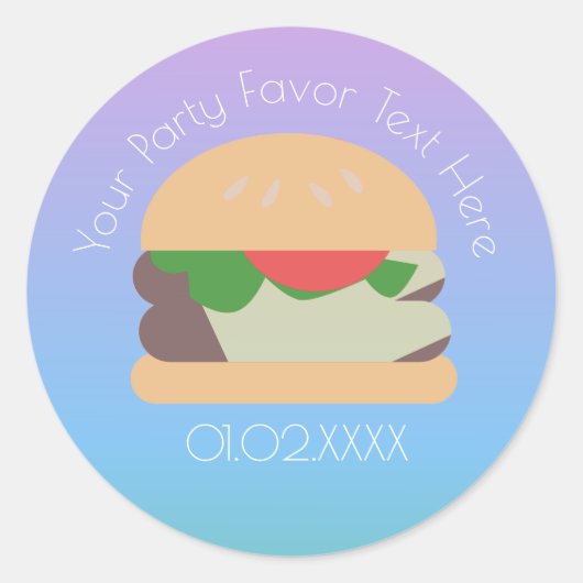 Ombre BBQ Hamburger Bedankt Ronde Sticker (Voorkant)
