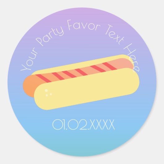 Ombre BBQ Hotdog Bedankt Ronde Sticker (Voorkant)