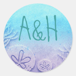 Ombre Beach bruiloft Ronde Sticker