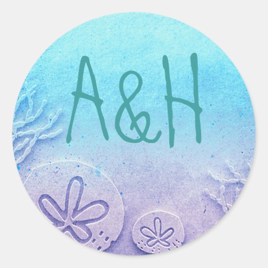 Ombre Beach bruiloft Ronde Sticker (Voorkant)