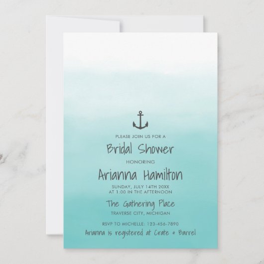 Ombre Beach Destination Ocean Anchor Vrijgezellenf Kaart (Voorkant)