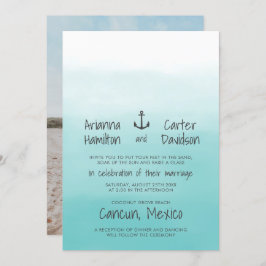 Ombre Beach Destination Ocean Anchor Wedding Kaart