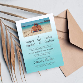 Ombre Beach Destination Ocean Anchor Wedding Kaart