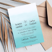 Ombre Beach Destination Ocean Starfish Wedding Kaart
