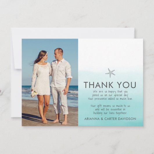 Ombre Beach Destination Ocean Wedding Bedankt (Voorkant)