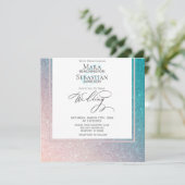 ~* Ombre Beach Glitter Trendy Elegante AR4 Huwelij Kaart (Staand voorkant)