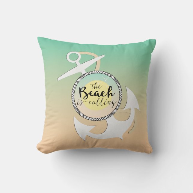Ombre Beach Nautisch Anker Kussen (Voorkant)