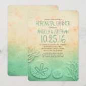 Ombre beach repetitie diner - blauwgroen zanddolla kaart (Voorkant / Achterkant)