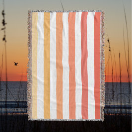 Ombre Beach Sunrise Stripe Oranje & Yellow Glow Deken