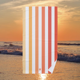 Ombre Beach Sunrise Stripe & Personal Monogram Strandlaken
