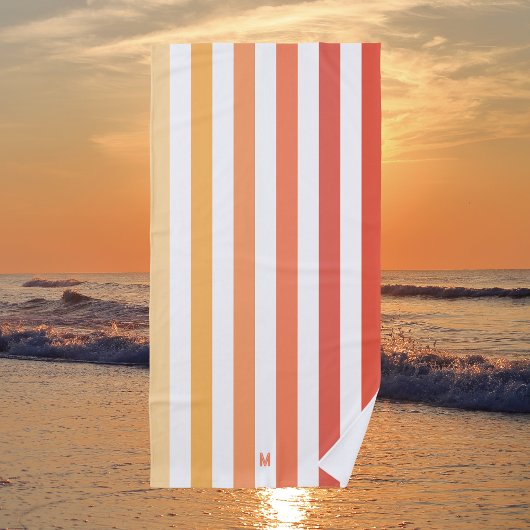 Ombre Beach Sunrise Stripe & Personal Monogram Strandlaken