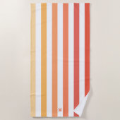 Ombre Beach Sunrise Stripe & Personal Monogram Strandlaken (Voorkant)