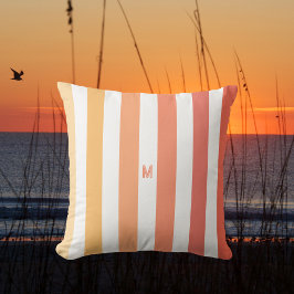 Ombre Beach Sunrise Stripe & Personalized Monogram Buitenkussen