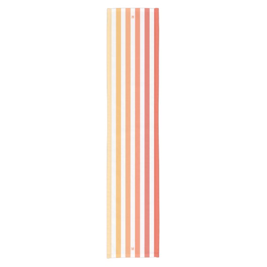 Ombre Beach Sunrise Stripe & Personalized Monogram Korte Tafelloper (Voorkant)