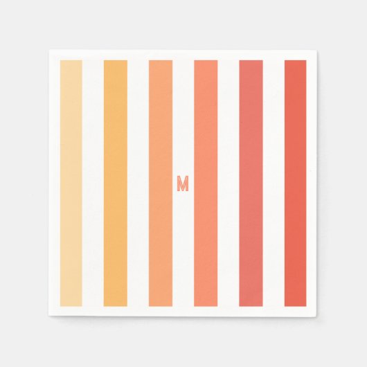 Ombre Beach Sunrise Stripe & Personalized Monogram Servet (Voorkant)