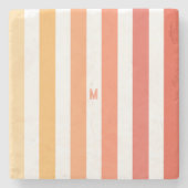 Ombre Beach Sunrise Stripe & Personalized Monogram Stenen Onderzetter (Voorkant)