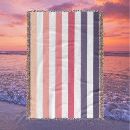 Ombre Beach Sunset Stripe Dusky Pinks & Purples Deken