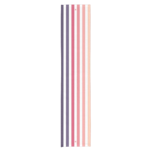 Ombre Beach Sunset Stripe & Personalized Monogram Korte Tafelloper (Voorkant)