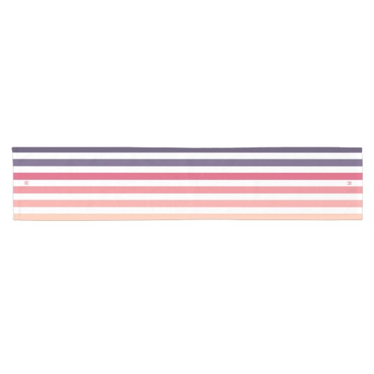 Ombre Beach Sunset Stripe & Personalized Monogram Korte Tafelloper (Horizontaal)