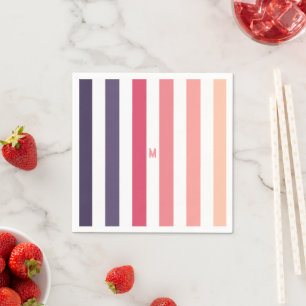Ombre Beach Sunset Stripe & Personalized Monogram Servet