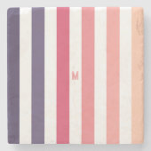 Ombre Beach Sunset Stripe & Personalized Monogram Stenen Onderzetter (Voorkant)