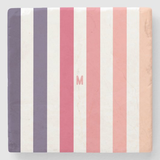 Ombre Beach Sunset Stripe & Personalized Monogram Stenen Onderzetter (Voorkant)