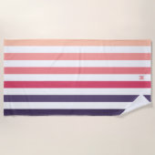 Ombre Beach Sunset Stripe & Personalized Monogram Strandlaken (Voorkant)