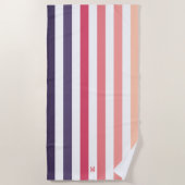 Ombre Beach Sunset Stripe & Personalized Monogram Strandlaken (Voorkant)