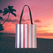 Ombre Beach Sunset Stripe & Personalized Monogram Tote Bag