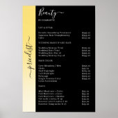 Ombre, Beige, Geel & Zwart Pricelist Salon Poster (Voorkant)