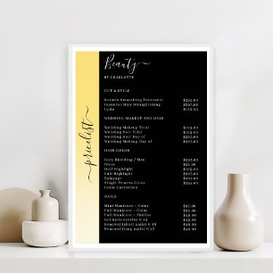 Ombre, Beige, Geel & Zwart Pricelist Salon Poster