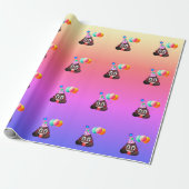 Ombre Birthday Party Poop Emoji Wrapping Paper Cadeaupapier (Uitgerold)