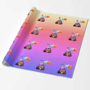 Ombre Birthday Party Poop Emoji Wrapping Paper Cadeaupapier