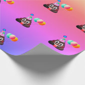 Ombre Birthday Party Poop Emoji Wrapping Paper Cadeaupapier (Hoek)