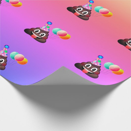 Ombre Birthday Party Poop Emoji Wrapping Paper Cadeaupapier (Hoek)