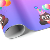 Ombre Birthday Party Poop Emoji Wrapping Paper Cadeaupapier (Rol Hoek)
