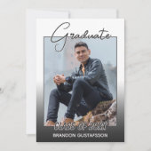 Ombre Black Grey White Minimalist Afstuderen Aankondiging (Voorkant)