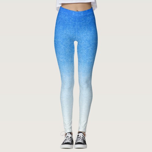 Ombre Blauw en wit Duik in dromerige tinten Leggings (Voorkant)