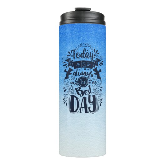 Ombre Blauw en wit Duik in dromerige tinten Thermosbeker (Voorkant)