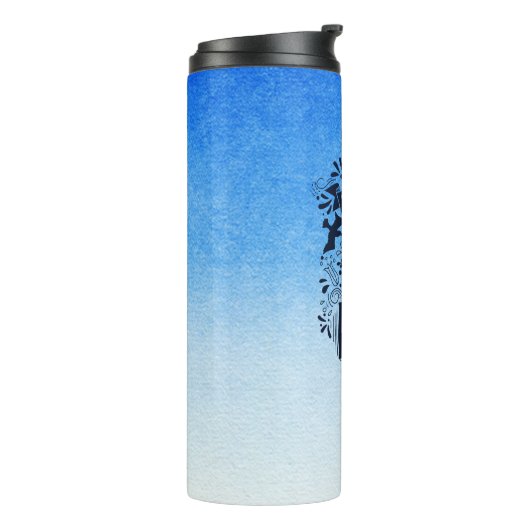 Ombre Blauw en wit Duik in dromerige tinten Thermosbeker (Gedraaid links)