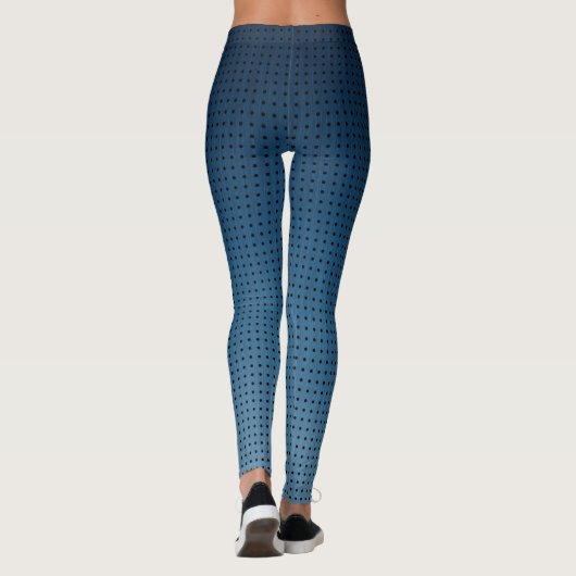 Ombre Blauw Fake Denim Patroon en Zwarte Polka Dot Leggings (Achterkant)