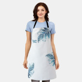 Ombre Blauw filigraan blad gepersonaliseerde keuke Schort (Gedragen)